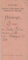 Húsjegy - Debrecen, 1943.