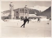Oscar Mathisen (1888-1954) norvég gyorskorcsolyázó bajnok Davosban.