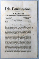 Häfner, Leopold (Red.) : Die Constitution. Tagblatt für constitutionelles Volksleben und Belehrung. 1848 No. 1. 20. März. 1848.