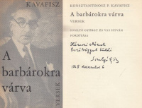 Kavafisz, Konsztantinosz P. : A barbárokra várva - Versek (A fordító, Somlyó György által dedikált példány)