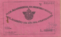 A M. Királyi Államvasutak hiv. menetjegyirodája által kiállított menetjegy. 1944. Budapest-Szolyva (Ukrajna)