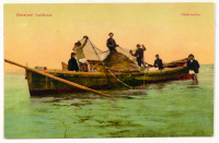 Balatoni halászat. Hálókivetés.
