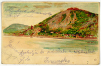 Heyer Arthur (graf.) : VISEGRÁD. Látkép, a vár és a Salamon torony a Duna felől.  (1909)