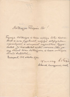 Vaszary Kolos (1832-1915) pannonhalmi főapát, bíboros-hercegprímás, 1891–1912 között esztergomi érsek sajátkezű, tintával írt köszönőlevele (ismeretlen) főapát részére.