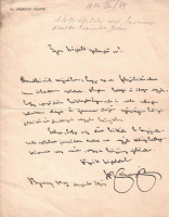 Vázsonyi Vilmos autográf, aláírt levele  