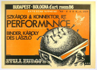 Bernáth /y/ Sándor (graf.) : „Still Europe” Szkárosi & Konnektor Rt. Performance - Budapest-Bologna D’art room 86, Egyetemi Színpad 1987.02.04.  [Narancssárga vált.]