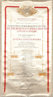 Tomchin, Julian (terv.) : ANTONY AND CLEOPATRA - Inaugural Performance in the Metropolitan Opera House. World Premiere Antony and Cleopatra. 1966. sept.16. [Az új épületbe költözött new york-i Metropolitan Operaház avató díszelőadása. Samuel Barber: Antonius és Cleopatra c. operáj