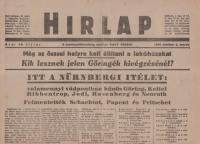 Hirlap. 1946. okt. 2. - Itt a Nürnbergi itélet: