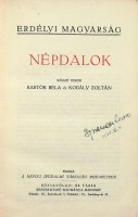 Bartók Béla - Kodály Zoltán : Népdalok. Közzéteszik: - -.