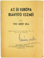 Imrédy Béla : Az új Európa irányító eszméi. (Különlenyomat az Uj Magyarország 1940. évi 151. és 152. számából).