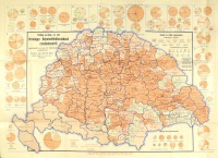Kreith Béla : Térkép az 1906. évi Országgyűlési képviselőválasztások eredményéről összehasonlítva az 1905. évi választások eredményével.