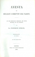 Spiegel, Friedrich : Avesta - Die Heiligen Schriften Der Parsen I-II.