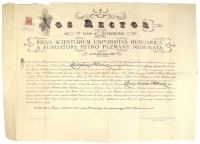 Jogi diploma Szladits Károly rektori aláírásával, 1932.