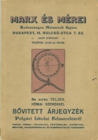 Marx és Mérei Tudományos Műszerek Gyára - Bővített árjegyzék Polgári Iskolai Felszerelésről