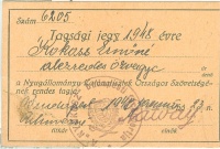 A Nyugállományú Katonatisztek Országos Szövetségének Tagsági jegye 1948 évre