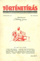 Belitzky János (szerk.) : Történetírás I. évfolyam, 3. sz. 1937. június hó