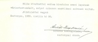 Serédi Jusztinián esztergomi hercegprímás géppel írt, aláírt köszönő levele.
