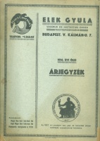 Elek Gyula vasáruk és háztartási cikkek nagykereskedése - 1936. évi őszi árjegyzék