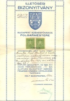 Illetőségi bizonyítvány - 1934