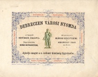 A Debreczen Városi Nyomda reklámlapja 1868.