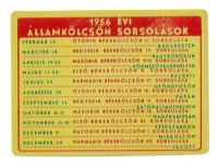 OTP. 1956 évi államkölcsön sorsolások - Festett fém kártyanaptár