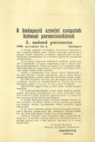 A budapesti szovjet csapatok katonai parancsnokának (Grebennik) 1. számú parancsa, 1956. november 5. Budapest.