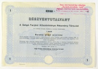 A Salgó-Tarjáni Kőszénbánya Részvény-Társulat 1 darab Harminc pengő névértékű részvényutalványa, 1944.