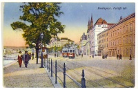  Budapest, Petőfi tér - villamosok, Duna korzó (1918)