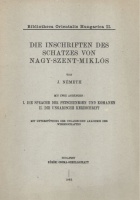 Németh (J.) : Die Inschriften des Schatzes von Nagy-Szent-Miklos...