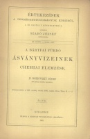 Ossikovszky József : A bártfai fürdő ásványvizeinek chemiai elemzése