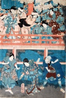 033.     UTAGAWA KUNISADA I. (Toyokuni III.) : (Kabuki scene ?).