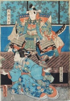 UTAGAWA KUNISADA I. (Toyokuni III.) : (Mashiba Dairyo Hisayoshi and the Wife of Mitsuhide Misaho.) From the Kabuki Play Ehon Taikoki [?].