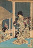 035.     UTAGAWA KUNITERU II. : (Geisha with Servant.)