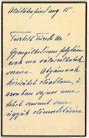 Zichy Ilona grófnő Füredi József hegedűművésznek írt autográf levele