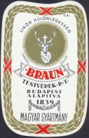 1071. Braun Likőr különlegesség (italcímke) – Braun Testvérek Rt., Budapest.