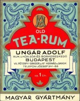 1145. Old Tea Rum (italcímke, nagyméretű) – Ungár Adolf Rum, Likőr, Sör és Borkereskedő, Budapest. 