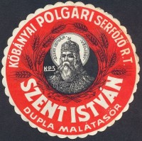 1125. Kőbányai Polgári Serfőző Rt. – Szent István Dupla Malátasör (italcímke).
