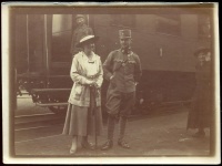 150.     UNKNOWN - ISMERETLEN : [King Charles IV. and his wife, Queen Zita at a railway station], October 1921.