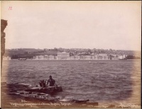 293.     SEBAH, (J. PASCAL) & JOAILLER, (POLICARPE) : Vue générale du Palais Impérial à Dolma - Bagtche, Bosphore. [The Istanbul Dolmabahce Palace and Bosphorus panorama], cca. 1880.