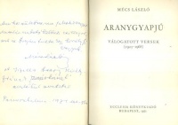 Mécs László : Aranygyapjú. Válogatott versek (1923-1968) /Dedikált példány/