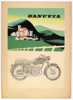 Vajda Lajos : Danuvia [Pannónia motorkerékpár]  - Szignált plakátterv. 1958. 