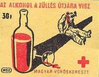 128. [A Magyar Vöröskereszt agitációs gyufacímkéi.] [7 db.]<br><br>[The Hungarian Red Cross agit-prop match labels.] [7 pieces.]