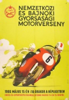 MHSZ Nemzetközi és Bajnoki Gyorsasági Motorverseny 1966 május 15-én 1/10 órakor a Népligetben.