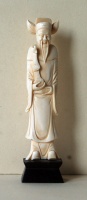 209.     Fu Xing from the three Gods. : Chinese hand carved ivory figure wood foundation place. Cca.1900.