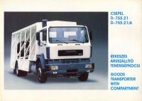 030.   Csepel D-755 rekeszes áruszállító tehergépkocsi. [reklámprospektus magyar és angol nyelven]<br><br>[Csepel D-755 goods transporter with compartment].<br>[brochure in Hungarian and English] : 