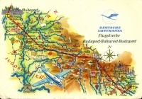 159.  Deutsche Lufthansa [Flugstrecke]. [3 db képeslap]<br><br>[Deutsche Lufthansa air routes]. [3 pcs postcards] : 