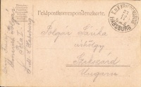 273. Feldpostkorrespondenzkarte. K.U.K. Kriegsmarine S.M.S. Habsburg bélyegzőjével. 1914. [képeslap]<br><br>[postcard stamped with K.U.K. Kriegsmarine S. M. S. Habsburg stamp. 1914.] : 