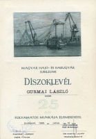 303. Magyar Hajó és Darugyár jubileumi díszoklevél.<br><br>[Jubilee honourary diploma of Hungarian Ship- and Crane Factory] : 